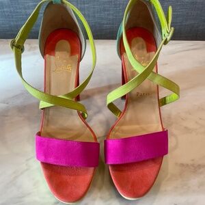 Christian Louboutin Pink and Orange Platform Shoes